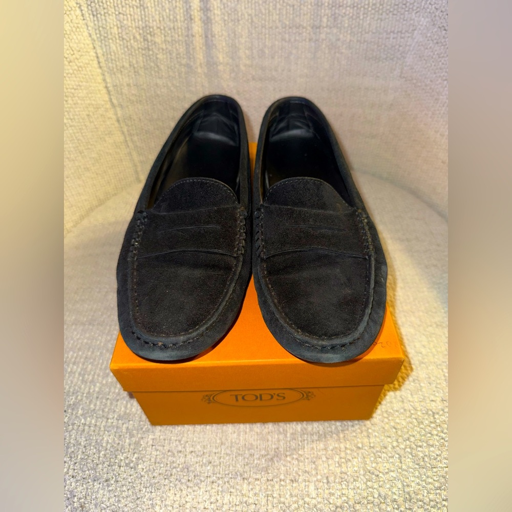 Tod’s Black Suede Gommini Moccasins